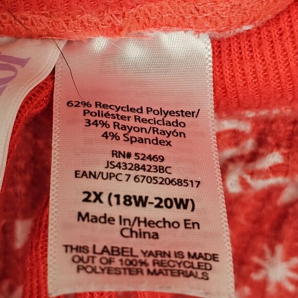 Joyspun Pajama Pants Womens 2X Red/White Christmas Pattern Waffle Knit Tapered - Picture 10 of 11